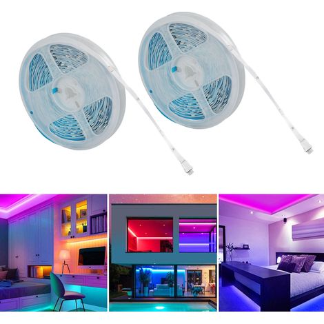 Bande LED RGB 5V avec bouton de contrôle, alimentation USB, changement de couleur, idéale pour une chambre (20 m / 65,6 pi). (1/5)