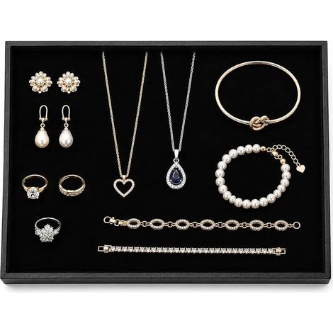 Flannel Jewelry Tray Jewelry Display Stand for Rings and Bracelets Storage Tray Compact Organizer Office Living Room Exhibition Display (1/5)