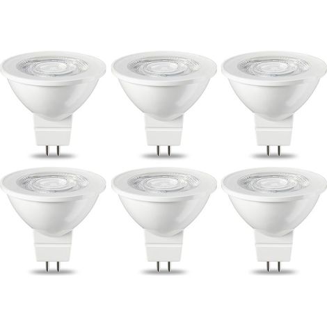 Lot de 6 ampoules LED GU5.3 MR16 5 W Blanc chaud non dimmable, 220 V [Classe énergétique G] (1/5)