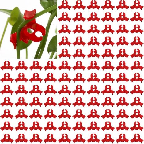 100 pinces de taille pour plantes - Pince à coude à 90 degrés pour tiges de plantes - Pince pour plantes (rouge) (1/5)