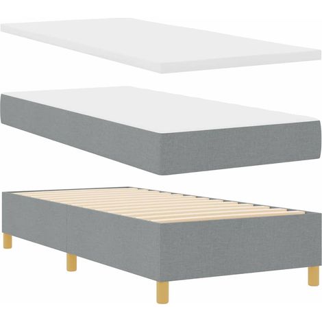 Cama con somier vidaXL con colchón y banco gris claro 90x190 cm de tela (1/5)