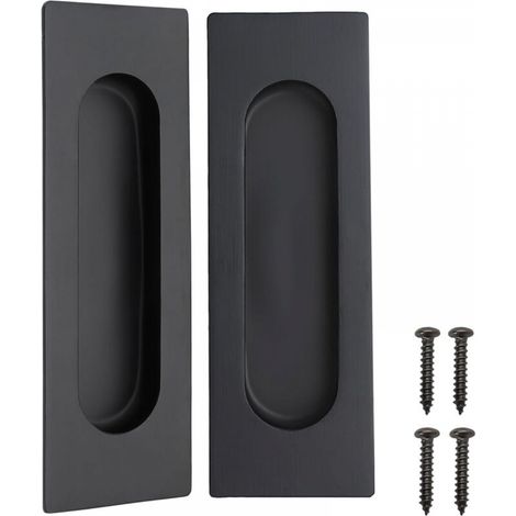 Lot de 2 noir mat acier inoxydable  poignées rectangulaires encastrées pour porte coulissante 12 x 4 x 1,2 cm (1/5)