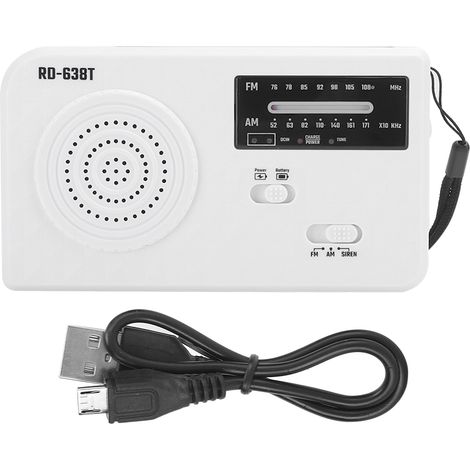 ABS RD638 Multifunktions-Notfallradio mit Solar-Handkurbel und FM/AM-Empfang – Weiß (1/5)