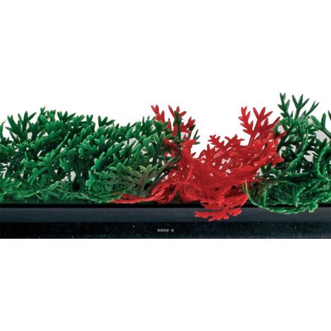 Separateur barrette Feuille PE Cyprés Vert-Rouge H7cmL75cm socleH3,5cm - dimhaut: H 7 cm - couleur: Vert-rouge