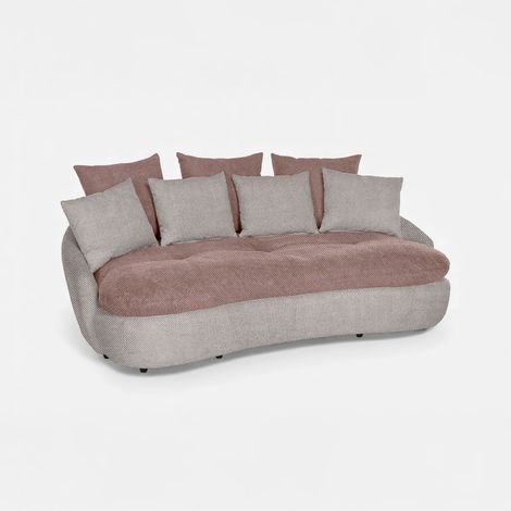 Moderner 3-Sitzer-Sofa Adamello in Hellgrau mit geschwungener Basis - Braun (1/4)