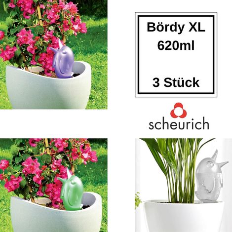3x Scheurich Bewässerungssystem Bördy XL 3er Set Transparent/Lila/Grün 620 ml Scheurich Wasserspender Bördy XL 620 ml (1/5)