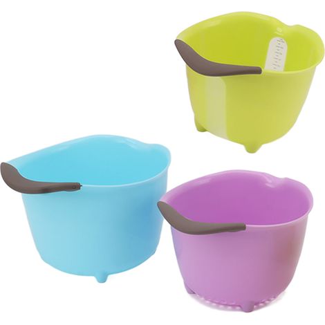 3-teiliges Abtropfsieb-Set aus lebensmittelechtem PP, stapelbar, zum Waschen und Mischen von Obst und Gemüse (1/5)