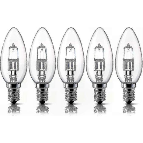 Ampoules halogènes E14 blanc chaud à intensité variable, lot de 5, petit culot à vis Edison, type bougie