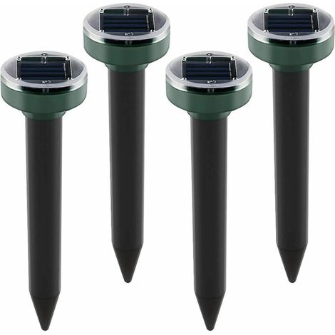 Green Mobility-Lot de 4 répulsifs solaires antitaupes à énergie solaire à ultrasons pour animaux de jardin, pelouse, jardin, débarrassezvous des taupes campagnols gopher rats rongeurs (1/5)