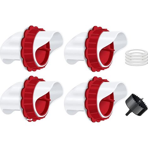 Mangeoire Poules, Mangeoire Poule Automatique, 4 Ports DIY Mangeoire à volaille Gravité Kit pour Seaux Tonneaux Bacs (1/5)