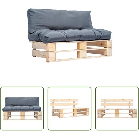 Canapé en bois -  Canapé de jardin palette avec coussins gris Pinède (1/5)