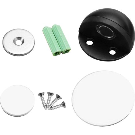 Butoir et butée de porte,Mise à Niveau de l'arrêt de Porte adhésif arrêt de Porte sans poinçon Coupe-Vent d'aspiration muet Boucle Invisible arrêt de Porte en Acier(Noir Mat avec Aimant) (1/5)
