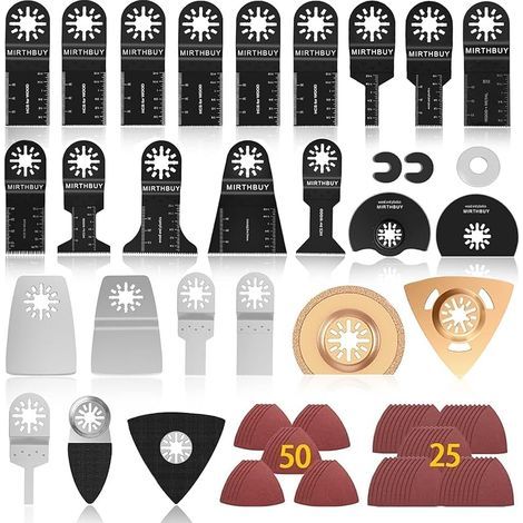 Lot de 100 lames de scie oscillantes - Kit d'accessoires multifonctions pour bois, métal et plastique - Compatible avec Fein Multimaster Multitool Dremel Einhell (1/5)