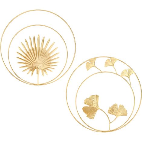 2pcs Décoration Murale Métal Feuille Style Nordique pour Maison Moderne (1/5)