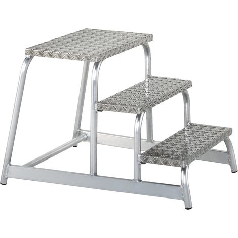 Iller Maschinentritt aus rutschfestem Aluminium Riffelblech 4 Stufen