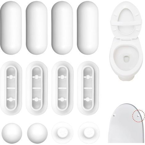 12 Pieces (White) Toilet Seat Bumpers, Universal Damper for Toilet Seat and Lid, Reduces Noise, for Home, Office and Hotel (1/5)