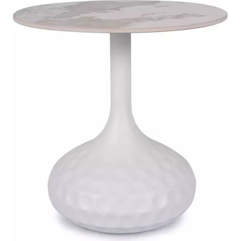 Table basse moderne céramique style contemporain finition marbre blanc 49 cm SANTORA (1/3)