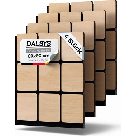 Dalsys Akustikpaneel Quadrate - 60x60cm 4 Stück Eiche Hell