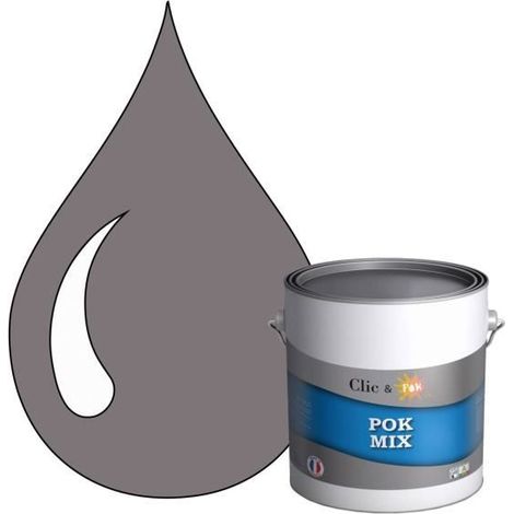 Peinture d'Accroche et Finition 2 en 1 - POK - POK MIX - Acrylique Satinée - 3L - RAL 7036 (1/4)
