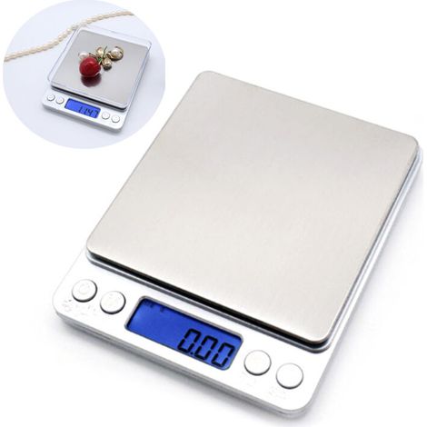 500g / 0.01g fine scale digital pocket scale, letter scale, gram scale, jeweler scale, 6 unit conversion, LCD display, ideal for measuring ingredients, medicine, etc. (silver) (1/5)