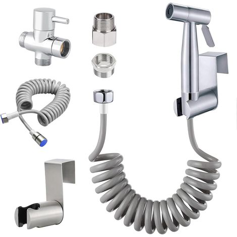 Toilet Bidet Shower Set with 3 Way Valve, Stainless Steel Bidet Shower Set, Personal Hygiene Sprayer with Telescopic Hose (1/5)
