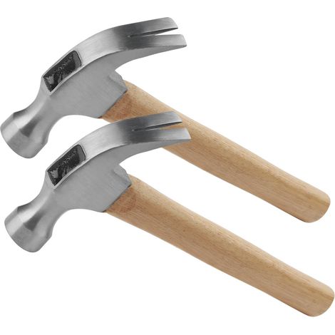 Lot de 2 marteaux à panne fendue de 226,8 g, marteau à clou avec poignée en bois, mini marteau de 27,9 cm pour réparation à la maison, bricolage, 0,25 kg (1/5)