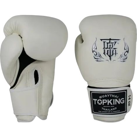 Gants de boxe thaï Top King Super Air Muay Thai blancs 12 oz (1/5)