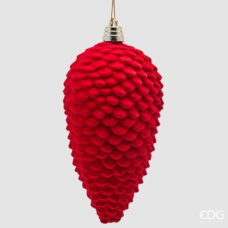 EDG Enzo De Gasperi Pigna in Velluto Rossa H25 cm – Addobbo di Natale (1/2)