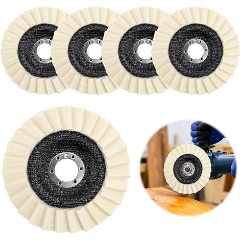 disques de polissage 125 mm x 22 mm, disques de polissage, en feutre, pour ponçage et polissage de peinture, bois, plastique, feutre brillant pour embout de polissage, meuleuse d'angle (1/5)