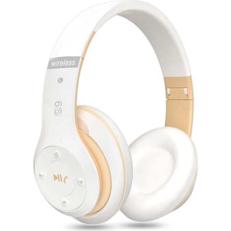 Écouteurs sans fil Bluetooth stéréo haute fidélité pliables (blancs) (1/2)