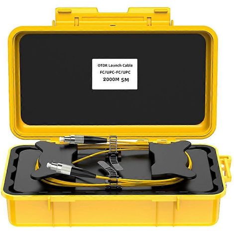 Boîtier de lancement OTDR à fibre optique, éliminateur de zone morte, anneaux de fibre optique, boîtier de lancement OTDR à fibre optique 2 km FC/UPC-FC/UPC (1/5)