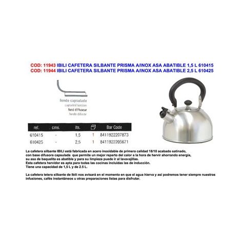 IBILI - BOUILLOIRE SIFFLANTE INOX 1.5L