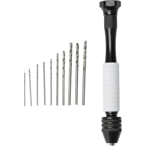 11-teiliges Handbohrer-Set mit verschiedenen Bohraufsätzen für Holz, Kunststoff und Gummi