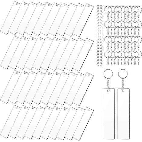 40 Étiquettes Porte-clés Rectangulaires DIY à Personnaliser pour Décorations Créatives (1/4)
