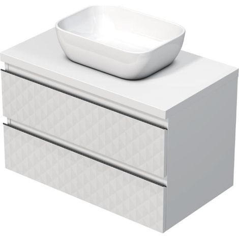 Cube Way 80x47,5x46 cm meuble de salle de bain suspendu avec lavabo et plaque de recouvrement, blanc mat (CUBE3D46802ZBKD) (1/2)