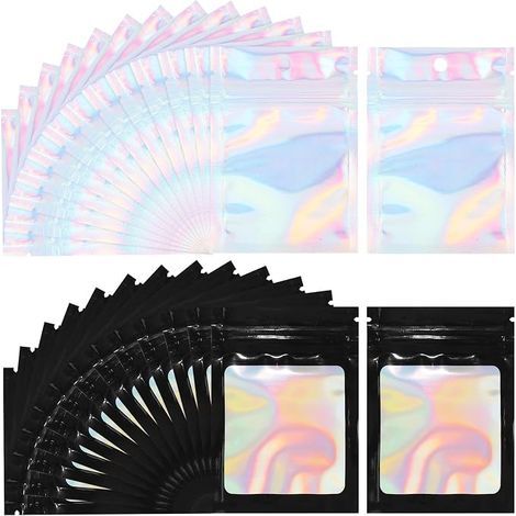 Ziplock Bags, 10x7cm SachetPlastiques Zip-Noir, Sachets Refermable Zip Imperméables, Pochon Zip Conviennent pour Snacks, Noir et Blanc (1/5)