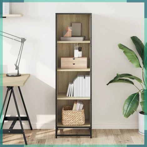 Bibliothèque - 849125 - Chêne sonoma - Bois d'ingénierie & métal - 40 x 35 x 139 cm (1/5)