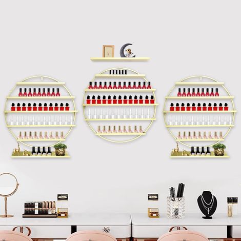 5 Schichten Runde Display, 6 Stück Metall Wand Nagellack Aufnahme, Kosmetik Display, 27,56 27,56 3,15 Zoll (Gold)
