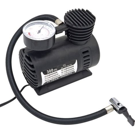 Pompe de gonflage de voiture Nouveau Mini pompe de gonflage de pneu de voiture portative de 300psi 12v moto batterie Noire (1/5)