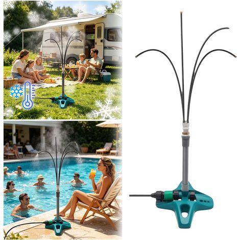 Générique Brumisateur Terrasse sur Pied Réglable en Hauteur Système Refroidissement par Brume avec 4 Buses Orientation Kit Pulvérisation Eau pour Patio Piscine Installation Facile sans Outil (1/5)