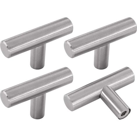 Poignée Meuble, Argent Boutons de Portes Pour Placards en Acier Inoxydable 4 Pièces Bouton de Meuble Cuisine Vintage avec Vis pour Commode, Armoire