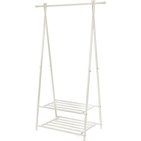 Songmics – Portant à vêtements avec 2 étagères de rangement pour chaussures – Structure en tube métallique – Charge max 25 kg par étagère – HSR05W (1/5)