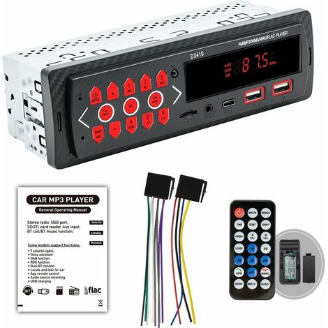 Autoradio MP3 Bluetooth avec lecteur de carte TF, port USB et radio FM. (1/5)