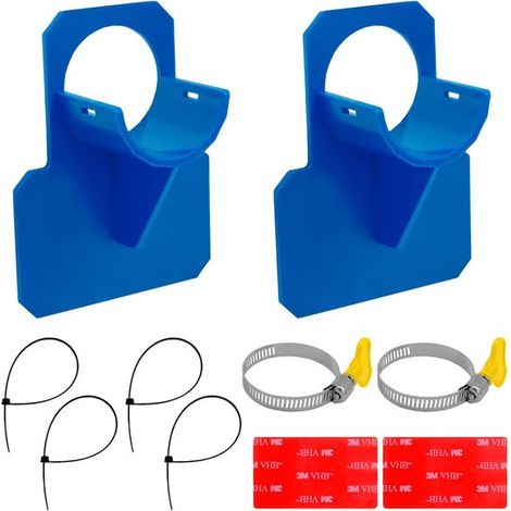 Soporte de manguera para piscina de 2 piezas，4 bridas y 2 abrazaderas para mangueras con un diámetro interior de 1,5 pulgadas (azul) (1/5)