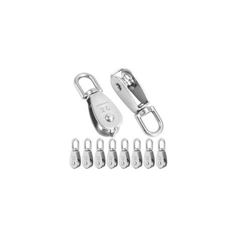 10 Pcs Poulie de Levage M20 Poulie Simple en Acier Inoxydable 304 pour pour Câble Diamètre 6mm Pivotant à 360°