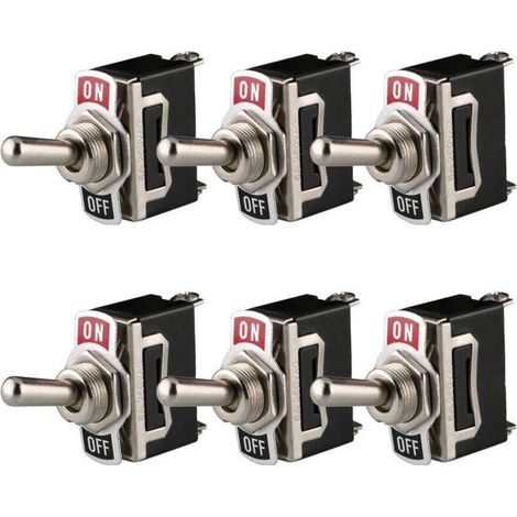 Interrupteur à Bascule 12V-24V-48V-110V/10A, 220V-230V/6A, SPST ON/OFF 2 Positions 2 Broches, pour Voiture Tableau de Bord Lumière (Pack de 6, Noir) (1/5)