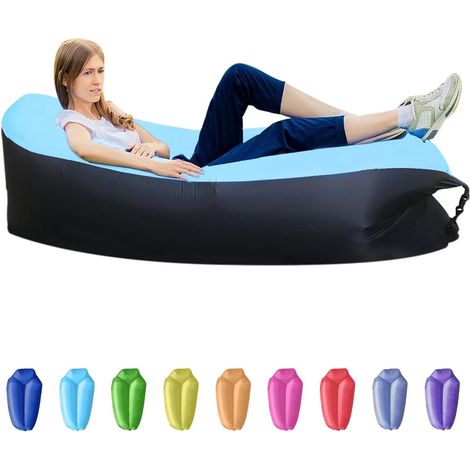 Canapé gonflable, étanche, avec paquet portable, pour le camping, la plage, le parc, la plage, bleu clair