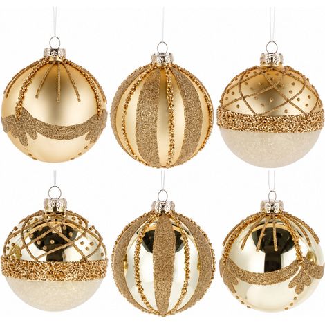 Ad Trend Pallina di Natale in Vetro Oro Ø8 cm Assortita 1 Pz – Addobbo Natalizio (1/2)