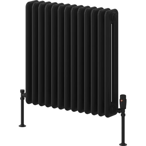 Reina Hedingham 2 Column Designer Horizontal Radiator 600mm H x 600mm W - Black