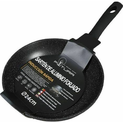 TrAdE Shop Traesio - Padella Con Manico In Alluminio Forgiato Antiaderente Granito Diametro 24 Cm -